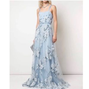 Marchesa Notte Blue Floral Appliqué Gown - NWT size 8
